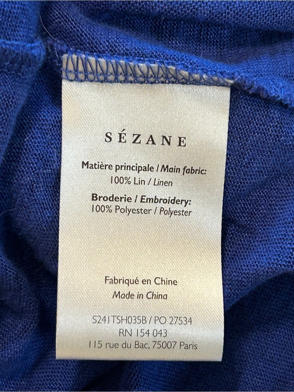EUC Sézane Mina T shirt Bright Blue - Linen T, Reversible with Lace Trim 🇫🇷! - Picture 8 of 9